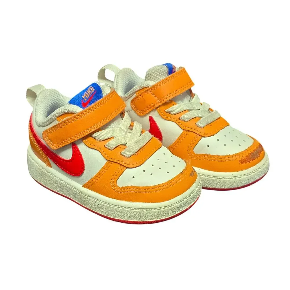 Nike Court Borough Low 2 Sail Hot Curry Toddler Sneakers Velcro Strap Shoes